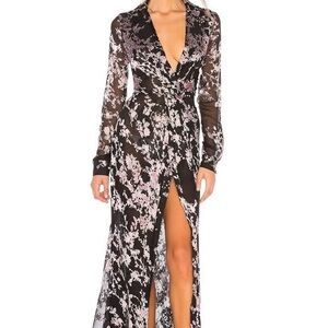 🌸 Chrissy Teigen x REVOLVE Black Floral Sheer Maxi Dress | Size M